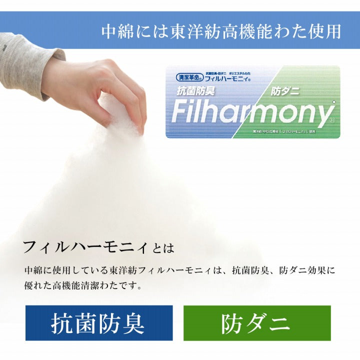 体にフィットしやすいこだわりの「フィットキルト加工」で、隙間ができにくく、熱を逃がしにくい日本製布団3点セット（掛け布団、敷き布団、枕）