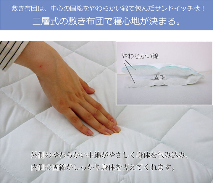 ダニや花粉などアレル物質を吸着！アレルギーから守る安心敷き布団『ヌード  アレルプルーフ』