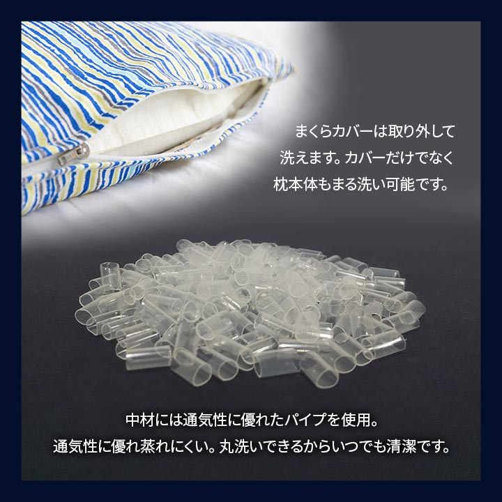 洗濯機で丸洗いできて乾きやすい枕（カバー付き） 約35×50cm