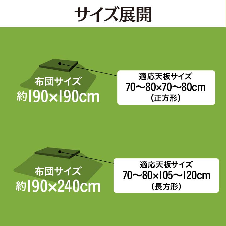 掛け布団の部分をスパット切り離せてお手入れ簡単 こたつ掛け布団