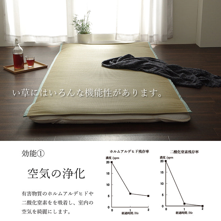 柔らかく体にフィットしやすい無染土い草を使用したネゴザ（四隅バンド付き）