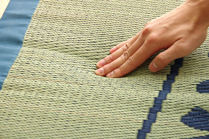 固わた40mm入り い草ごろ寝フリーマット（おやじの場所) 『大和』 ブルー 約70×150cm