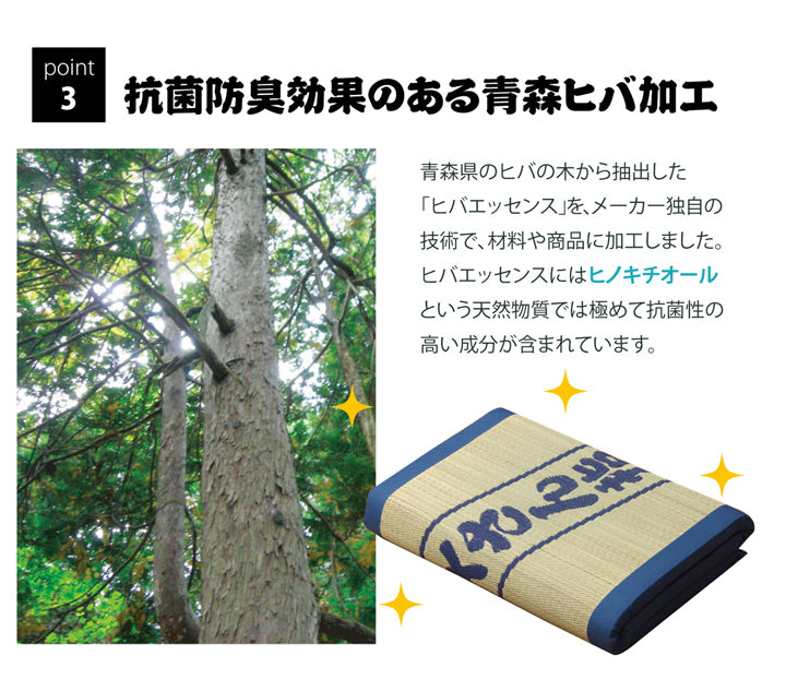 固わた40mm入り い草ごろ寝フリーマット（おやじの場所) 『大和』 ブルー 約70×150cm