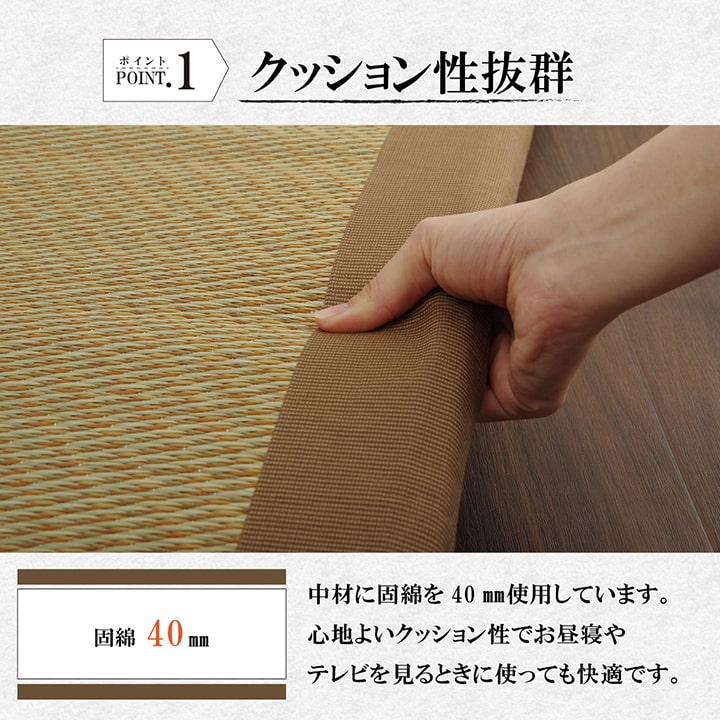 い草を使用したシンプルな格子柄のフリーマット枕付き （マット 約90×200cm）