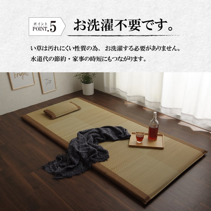 い草を使用したシンプルな格子柄のフリーマット枕付き （マット 約90×200cm）