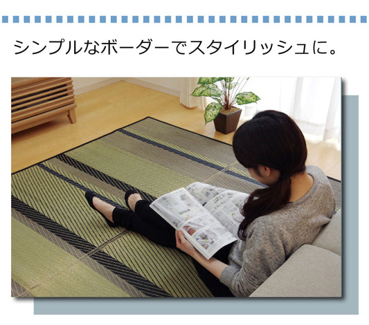 シンプルなボーダーでスタイリッシュない草ラグカーペット NSボーダー