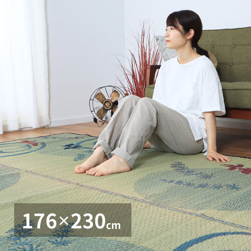 い草の湿度調整機能でサラリと爽やかな肌触り い草ラグ(裏貼り)涼水