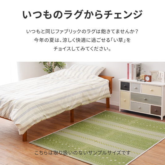 流行りのギャッベ柄ボーダーい草ラグ