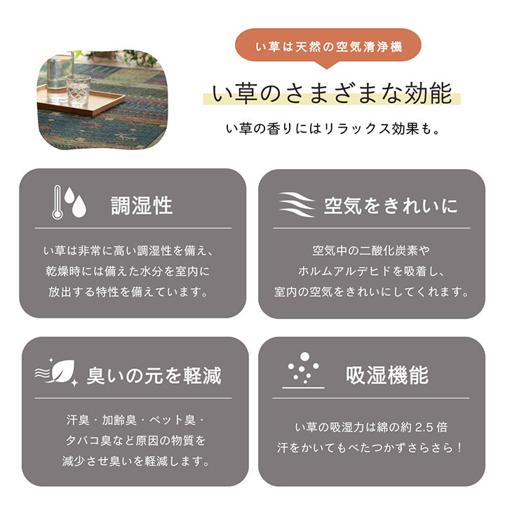 高級感漂う美しく多彩なギャッベ柄い草ラグカーペット