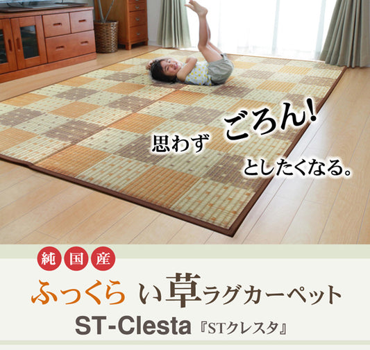 防音性純国産ふっくらい草ラグ カーペット STクレスタ