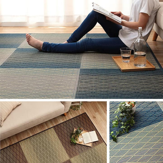 い草 ラグ カーペット シンプル 格子 消臭 抗菌防臭 ふっくら 滑り止め 不織布