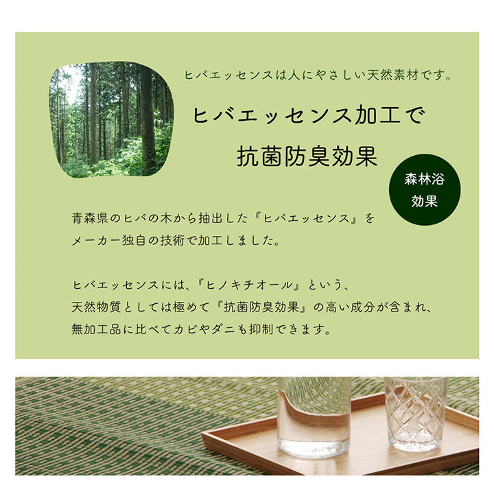 裏に吸着シートが6か所付いたズレ防止に特化したい草ラグ