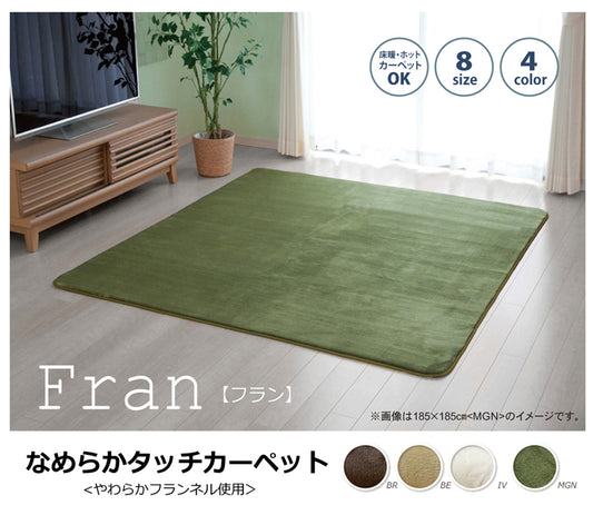 超極細繊維のフランネル素材を使用したしっとり、なめらかタッチカーペット フランアイズ