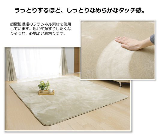 超極細繊維のフランネル素材を使用したしっとり、なめらかタッチカーペット フランアイズ