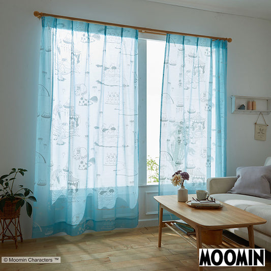 【MOOMIN ムーミン】結婚のお祝いで船に浮かぶエピックシーン  EPIC - エピック ブルー 幅100×丈133～198cm(1枚入)