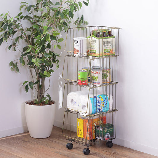 シンプルで使い勝手がいいスタッキングワゴン4D（4段タイプ）