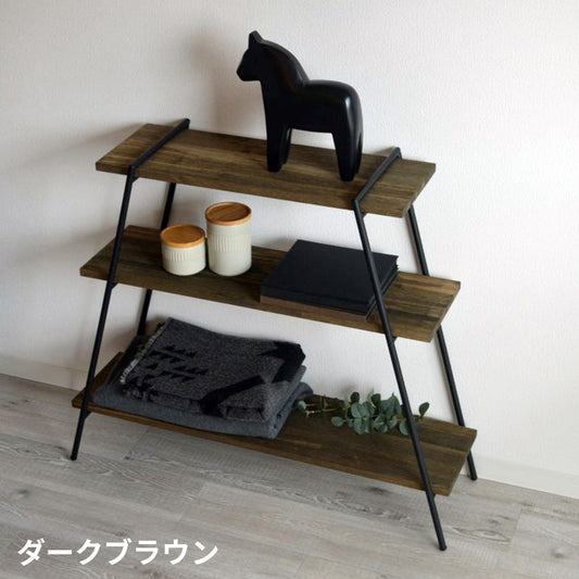 アイアンの脚に木板をセットするだけのシンプル構造 アイアンレッグラック3段