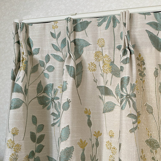 エレガントな花柄をデザインした非遮光カーテン Fossum - フォッスム イエロー