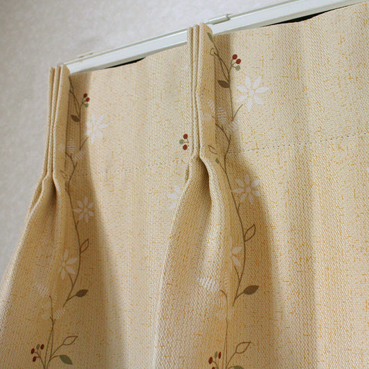 かわいい花柄をあしらった2級遮光カーテン Lode - ローデ ベージュ