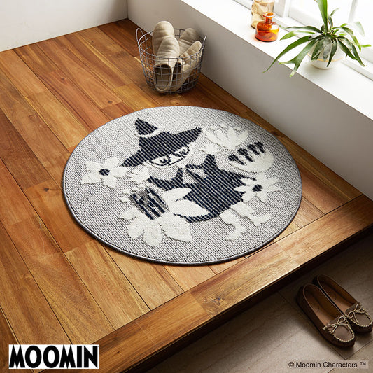 【MOOMIN ムーミン】小花に囲まれて遊んでいるスナフキンの円形ラグ M KOBANA RUG - M コバナラグ スナフキン