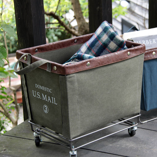 収納たっぷりでマルチに使える US MAIL バスケットワゴン