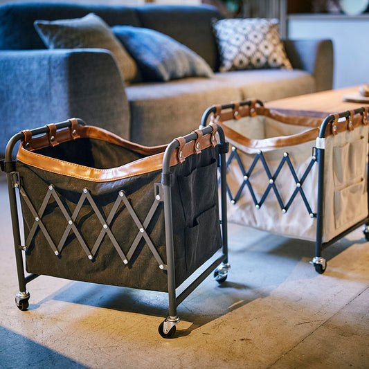 ジャバラで折りたたみができる フォールディング バスケットワゴン