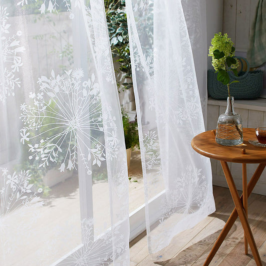 北欧カーテンシリーズ キレイなシルエットの植物を大胆かつ繊細に並べたボイルレースカーテン KUKKA VOILE - クッカボイル