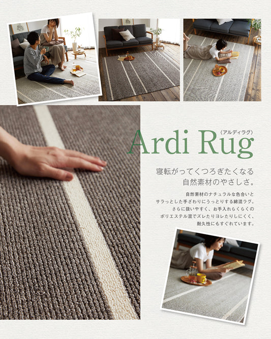 オールシーズン快適に使える機能性とストライプが魅力的なモダンデザイン洗えるラグ  Ardi - アルディ
