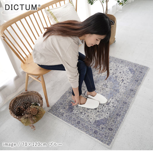 ヴィンテージ風のメダリオンデザインをモチーフにした洗えるマイクロプリントパイルマット 4サイズ