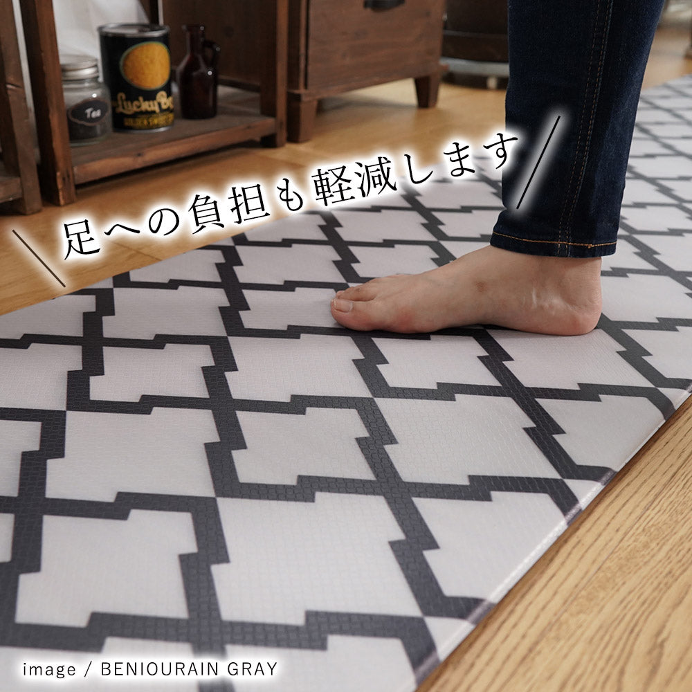 水拭きできる北欧デザインボリューム抗菌PVCキッチンマット