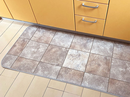 優れた耐摩耗性で土足使用もOK！汚れても拭き取るだけでキレイ！はっ水・抗菌・防炎機能付きキッチンマット幅40cmタイプ＜Esca - エスカ＞