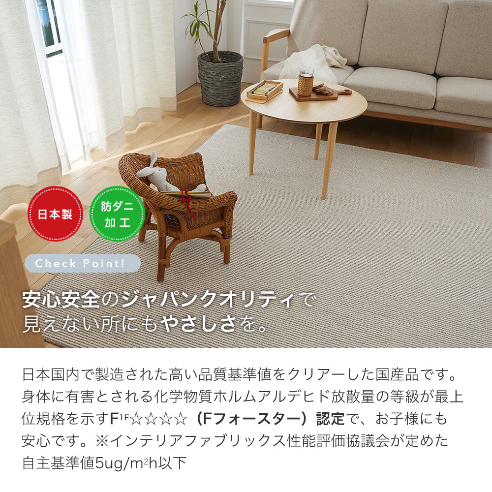 コットンを織り交ぜたベーシックでシンプルおしゃれな洗えるラグ Fin - ファン