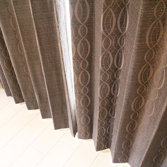 【裏地付き】モダンテイストのおしゃれなリングデザイン保温性の高い裏地付き遮光カーテン  Wither - ウィザー ブラウン（1枚入り）