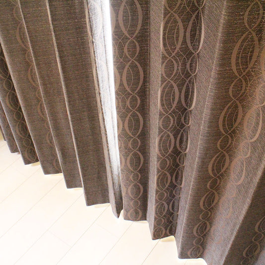 【裏地付き】モダンテイストのおしゃれなリングデザイン保温性の高い裏地付き遮光カーテン幅100×丈135～200cm(2枚入) Wither - ウィザー ブラウン