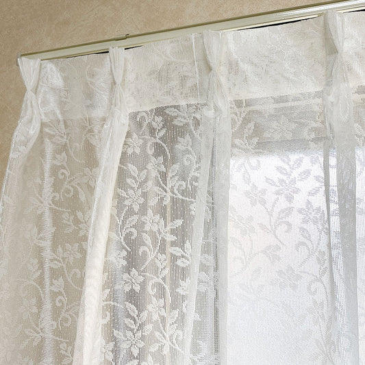 花柄模様がおしゃれ2倍ひだでよりお部屋をゴージャスに演出するレースカーテン Pedy - ペディ（1枚入り）