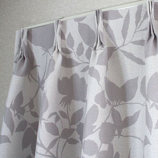 花柄シルエットがおしゃれな2級遮光カーテン Leafia - リーフィア ベージュ