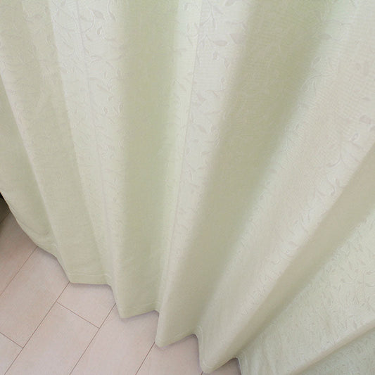 【裏地付き】小花を散りばめたデザイン保温性の高い裏地付き遮光カーテン Serena - セレナ グリーン（1枚入り）