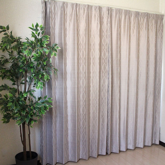 【裏地付き】モダンテイストのおしゃれなリングデザイン保温性の高い裏地付き遮光カーテン幅100×丈135～200cm(2枚入) Wither - ウィザー グレー