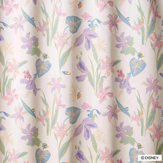 【Disney ディズニー】陽気なキャラクターをモチーフにした2級遮光カーテン PRINCESS Tropical - プリンセス トロピカル アイボリー