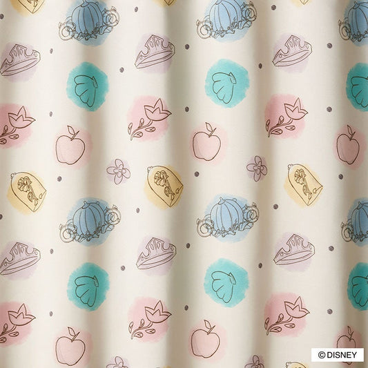 【Disney ディズニー】プリンセスモチーフを散りばめた可愛らしい2級遮光カーテン PRINCESS Princes charm - プリンセス プリンセスチャーム アイボリー