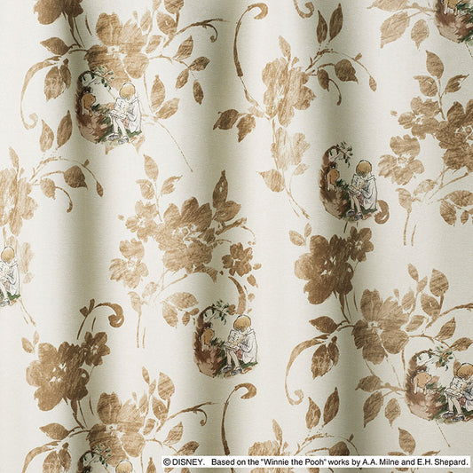 【Disney】水彩タッチの植物が優しい雰囲気の2級遮光カーテン POOH Story - プー ストーリー ベージュ 幅100×丈135～200cm(1枚入)