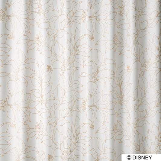 【Disney ディズニー】パール顔料の線画のリーフ柄が煌びやかな2級遮光カーテン MICKY Slip leaf - ミッキー スリップリーフ ゴールド
