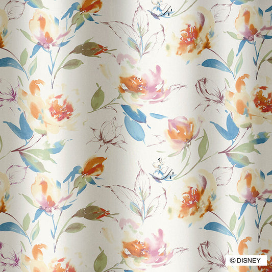 【Disney】水彩タッチの優しいナチュラルエレガントな2級遮光カーテン ALICE Rose Garden - アリスローズガーデン ピンク 幅100×丈135～200cm(1枚入)