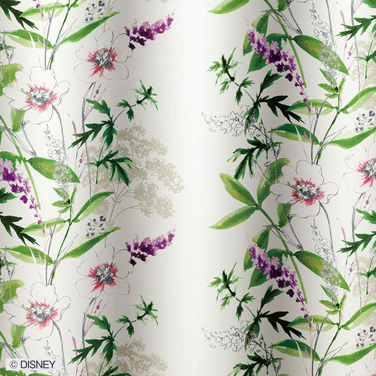 【Disney】野原に咲くハーブなどの野草をモチーフで華やかな2級遮光カーテン MICKY Wild Flower- ミッキー ワイルドフラワー アイボリー 幅100×丈135～200cm(1枚入)