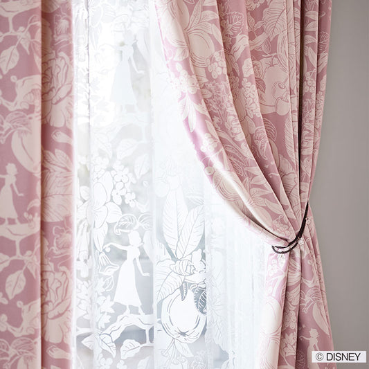 【Disney】白雪姫と7人の小人がくらすボタニカルな2級遮光カーテン PRINCESS Heigh-Ho - プリンセス ハイホー ピンク 幅100×丈135～200cm(1枚入)