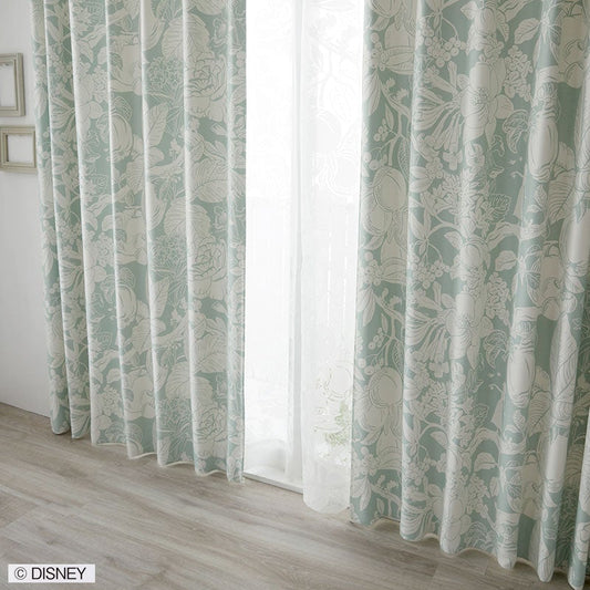 【Disney ディズニー】白雪姫と7人の小人がくらすボタニカルな2級遮光カーテン PRINCESS Heigh-Ho - プリンセス ハイホー ライトグリーン