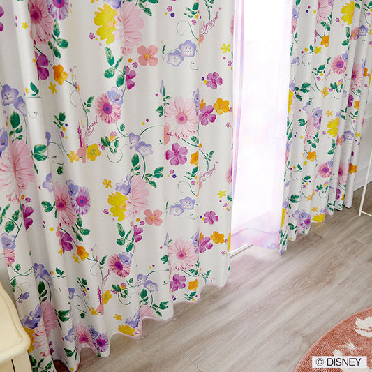 【Disney ディズニー】ラプンツェルの髪飾りをイメージした2級遮光カーテン PRINCES Tangled - プリンセス タングルド アイボリー 幅100×丈135～200cm(1枚入）