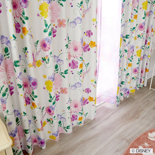 【Disney ディズニー】ラプンツェルの髪飾りをイメージした2級遮光カーテン PRINCES Tangled - プリンセス タングルド アイボリー