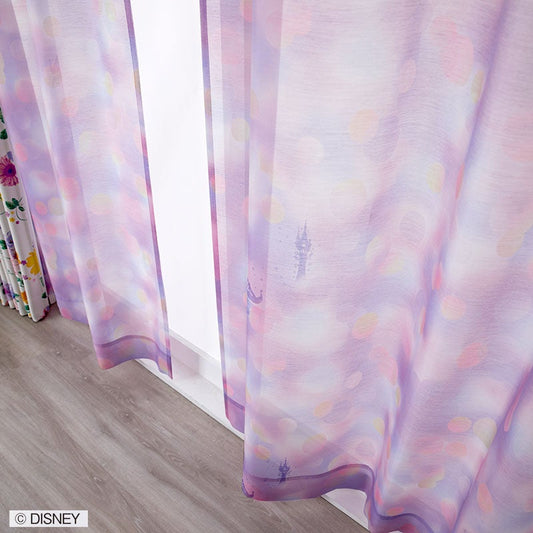 【Disney ディズニー】ラプンツェルの名シーンを再現した美しいレースカーテン！夜空に浮かぶランタンのデザインボイルレースカーテン PRINCES Sea the light Voile - プリンセス シーザライトボイル  パープル