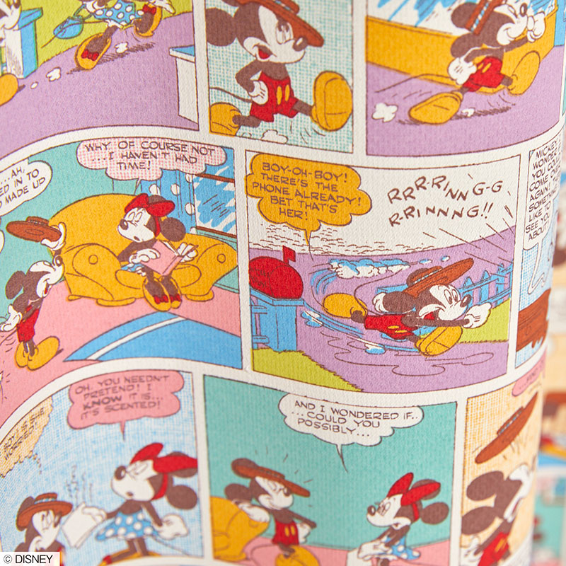 【Disney】レトロなコミックアートのバックプリントデザイン2級遮光カーテン MICKY Retro comic - ミッキー レトロコミック アイボリー 幅100×丈135～200cm(1枚入）